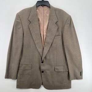 Robert Stock Mens 46L Houndstooth 2 Button‎ Blazer Sport Coat Jacket Wool